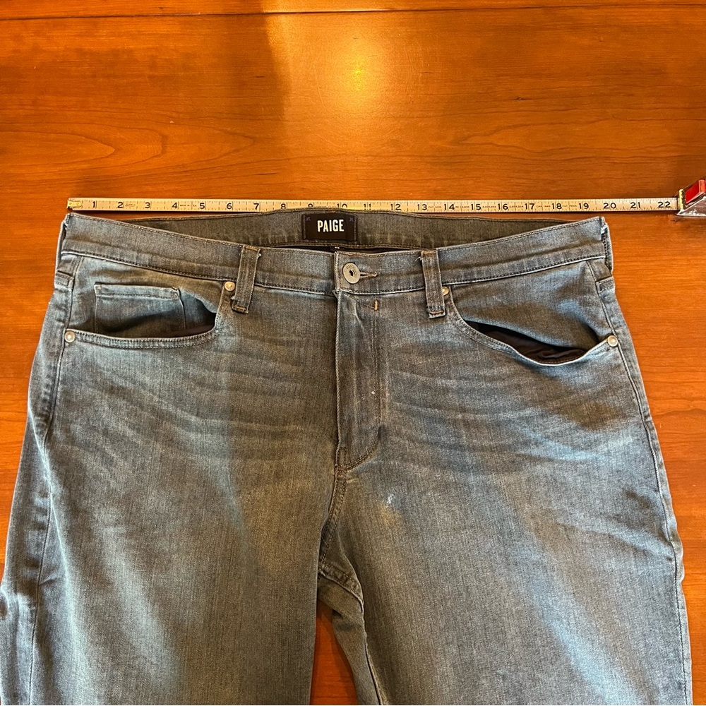 PAIGE Federal Men's Charcoal Gray Slim Straight Fit Cotton Jeans Size 36 - Picture 6 of 15